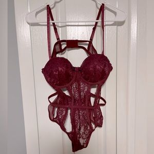 Spencer’s Body Rage Teddy Lingerie in Maroon